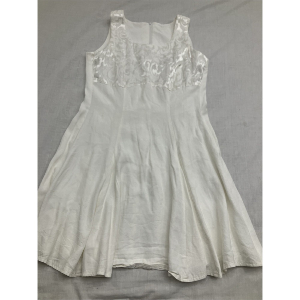 Vintage Be Smart Dress Womens 5/6 White Floral Jacquard Fairy 90s Coquette